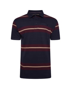 KAM Striped Rugby Polo Navy